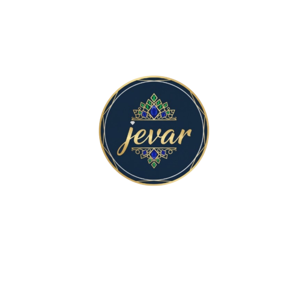 Jevar luxury jewelry logo with gold crown emblem on a dark circular background"